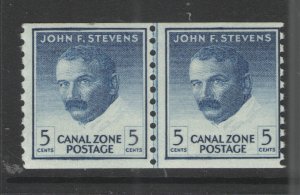 US/Canal Zone 1962 Sc# 155 MNH VG/F - Coil Joint line pair Stevens