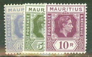 JG: Mauritius 211-222, 214a mint CV $113; scan shows only a few
