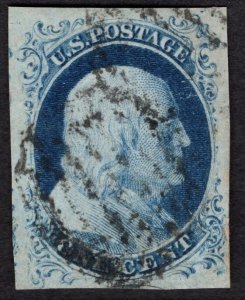 US #9 Extra fine. Used. w/Neat Black Cancel. w/Cert