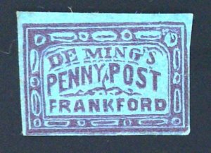 Scott#58L Local - L129 Design  - Forgery B - Deming's Penny Post, Frankf...