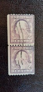 US Scott # 489; Used pair from 1917; Fine centering