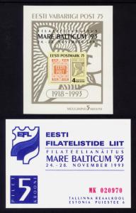 Estonia Sc# 260a MNH Mare Balticum '93 Overprint (S/S)