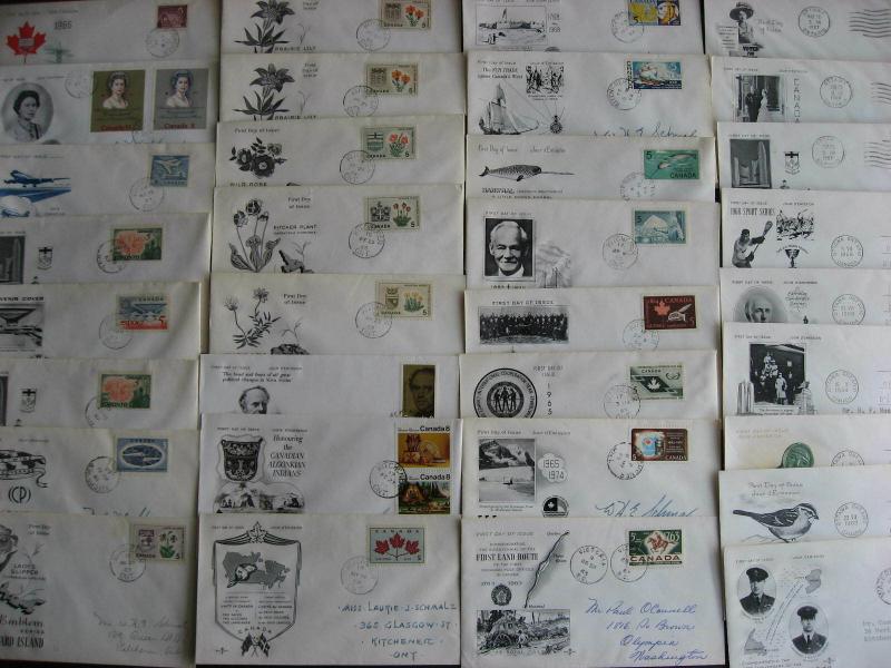 Canada 33 Rosecraft cachet FDC First Day Covers mostly 1960s era different