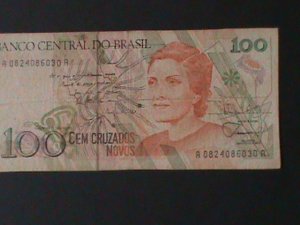 ​BRAZIL-1990-CENTRAL BANK- $100 CRUZEIRO CIR-VERY FINE WE SHIP TO WORLDWIDE