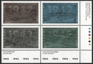 SC#1448-1451 42¢ Anniv. of Second World War 4th Series Plate Block LR (1992) MNH