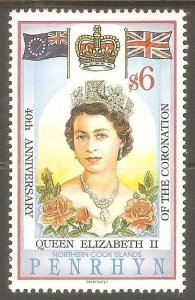 PENRHYN ISLANDS Sc# 419 MNH FVF Queen Elizabeth II QEII Coronation