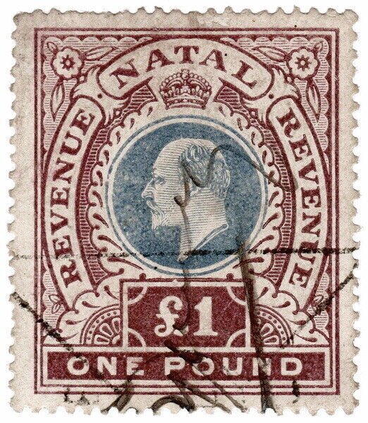 (I.B) Natal Revenue : Duty Stamp £1 (1908)