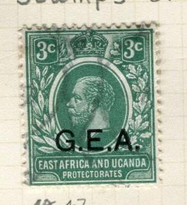 BRITISH KUT; TANGANYIKA 1917 early GV G.E.A. Optd. fine used 3c. value