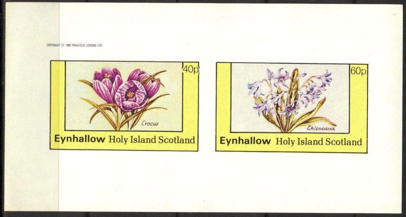 {E141} Eynhallow Scotland Flowers (3) Sh.2 Imperf. MNH Cinderella !!