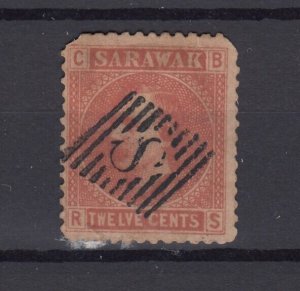 Sarawak QV 1873 12c Red SG7 VFU BP9801