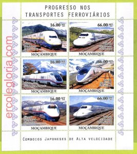 B0596 - MOCAMBIQUE - Stamp Sheet - 2010 - TRAINS, transport-