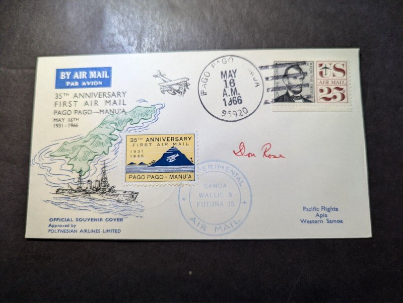 1966 Western Samoa Airmail Cover Pago Pago to Apia Samoa