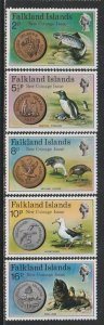 1975 Falkland Islands - Sc 245-9 - MNH VF - 5 single - New Coinage