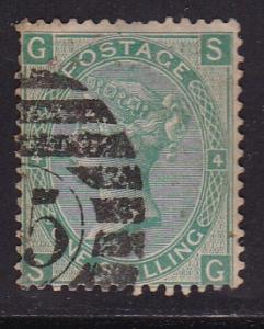 Great Britain 1867 QV 1sh green Plate 4   VF/used