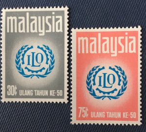 MALAYSIA 1970 50th Anniversary of International Labour Organisation SG#72&73 MLH