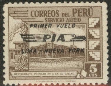 Peru  Scott C76 Mint No Gum 1947 Overprint