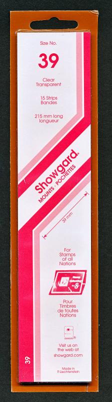 Showgard Stamp Mounts Size 39 / 215 CLEAR Background Pack of 15