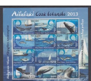 Aitutaki #612 MNH. 2013 Whales & Dolphins Souvenir Sheet MNH cv$55.00