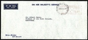 NEW ZEALAND 1974 OHMS cover ex Prime Minister to PM of Cook Islands........96269