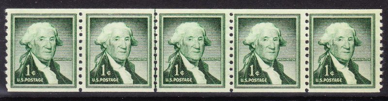 MOstamps - US #1054 Mint OG NH Coil Strip of 5 with Line Pair - Lot # HS-N337