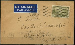 10c per 1/4oz single use ARGENTINA 1948 airmail PEACE issue COVER Canada