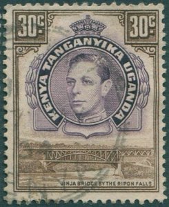 Kenya Uganda Tanganyika 1938 SG142 30c purple and brown Jinja Bridge KGVI FU