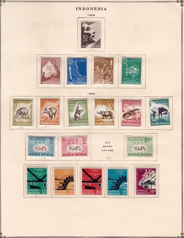 Indonesia Stamp Collection on pages   ........   see details below