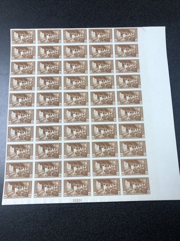 US 759 Mesa Verde Imperf Sheet Of 50 Mint No Gum As Issued - SUPERB.