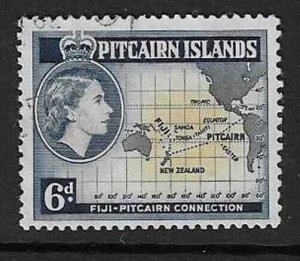 PITCAIRN ISLANDS SG24 1957 6d PALE BUFF AND INDIGO USED