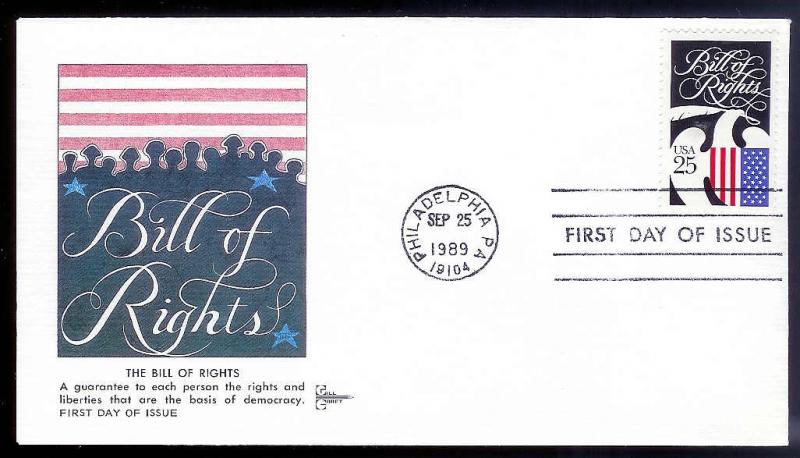 UNITED STATES FDC 25¢ Bill of Rights 1989 Gill Craft