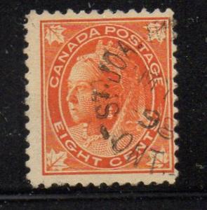 Canada Sc 72 1897 8 c orange Victoria leaf issue stamp used