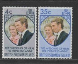 SOLOMON ISLANDS #259-260 1972 PRINCESS ANNE WEDDING MINT VF NH O.G