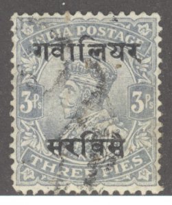 India- Convention States, Gwallior, Scott #o21b, Used