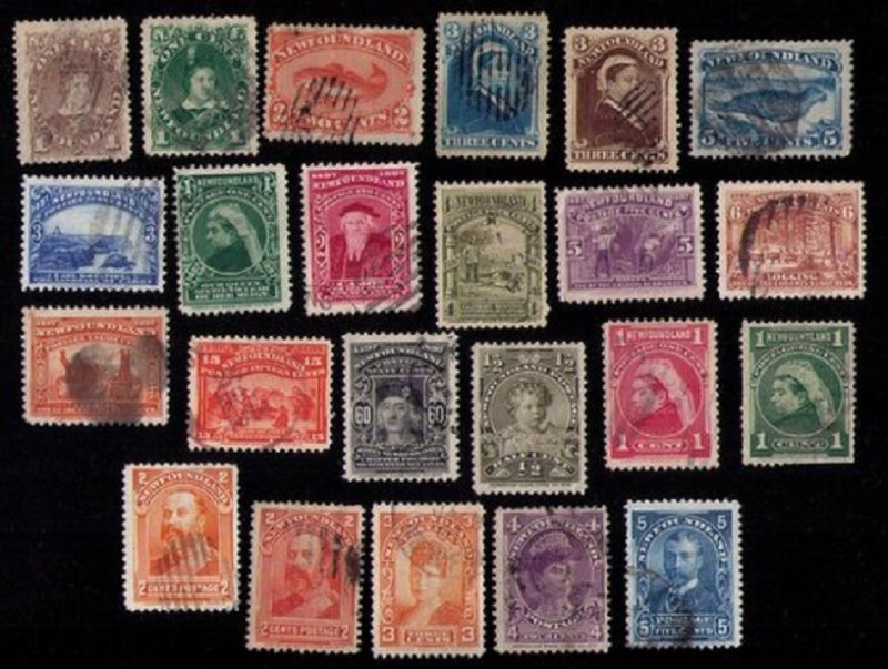 NEWFOUNDLAND CANADA1880-1901 USED (LOT OF 23) HIGH CAT.VALUE F-VF