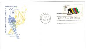 US #C85 11c Olympic Skiing FDC Farnam Cachet ECV $3.50