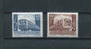 POLAND 1954 ELECTRIFIED TRAINS AND LOCOMOTIVES SCOTT 612-613 PERFECT MNH