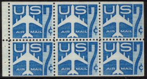 US 1958 7c Blue Jet Booklet Pane; Scott C51a; MNH