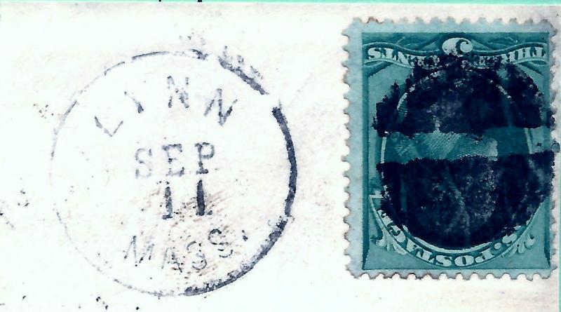 Skinner Estate: 1800s US Fancy Cancel = SON Lynn, Mass. Cork KILLER on Piece..u6