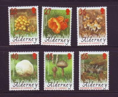 Alderney Sc 221-6 2004 fungi stamps NH