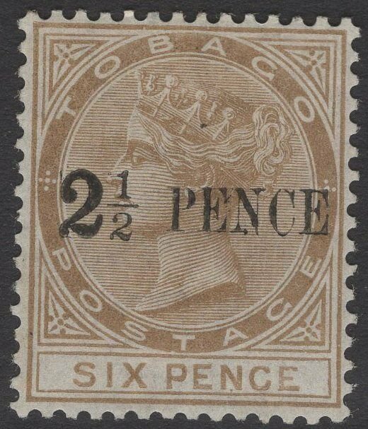 TOBAGO SG13 1883 2½d on 6d STONE MTD MINT