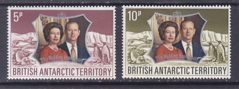 British Antarctic Terr (BAT) 43-44 MNH 1972 Silver Wedding Set Very Fine