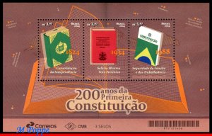 24-01 BRAZIL 2024 FIRST BRAZILIAN CONSTITUTION, 200 YEARS, BOOKS, HISTORY, MNH