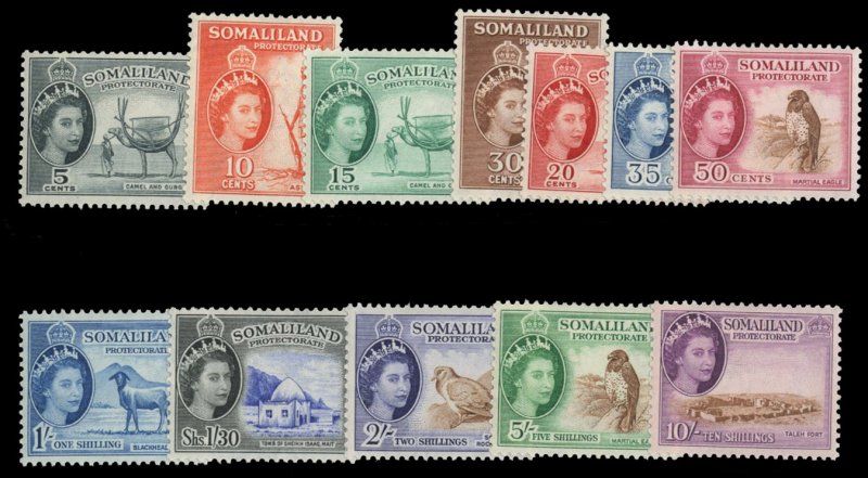 Somaliland Protectorate #128-139 (SG 137-148) Cat£120, 1953-58 QEII, complet...