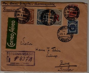 Colombia/Switzerland airmail cover Scadta 20.1.28 signed Spalink
