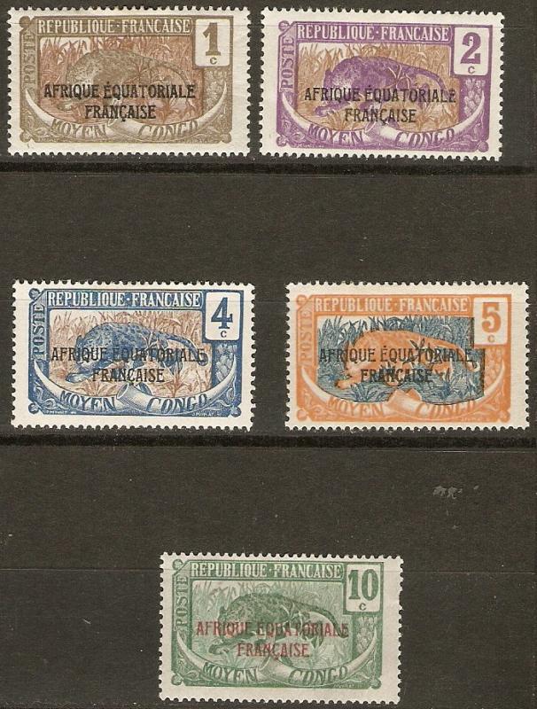 Middle Congo 5 Different  Mint F/VF 1924 SCV $9.70