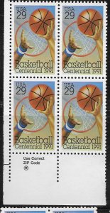 US#2560 Basketball' 29c ZIP  block of 4 (MNH) CV$2.50