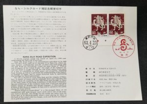 *FREE SHIP Japan Nara Silk Road Exposition 1988 Camel Painting (FDC) *card