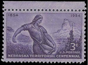 #1060 3c Nebraska Territory Centenary 1954 Mint NH