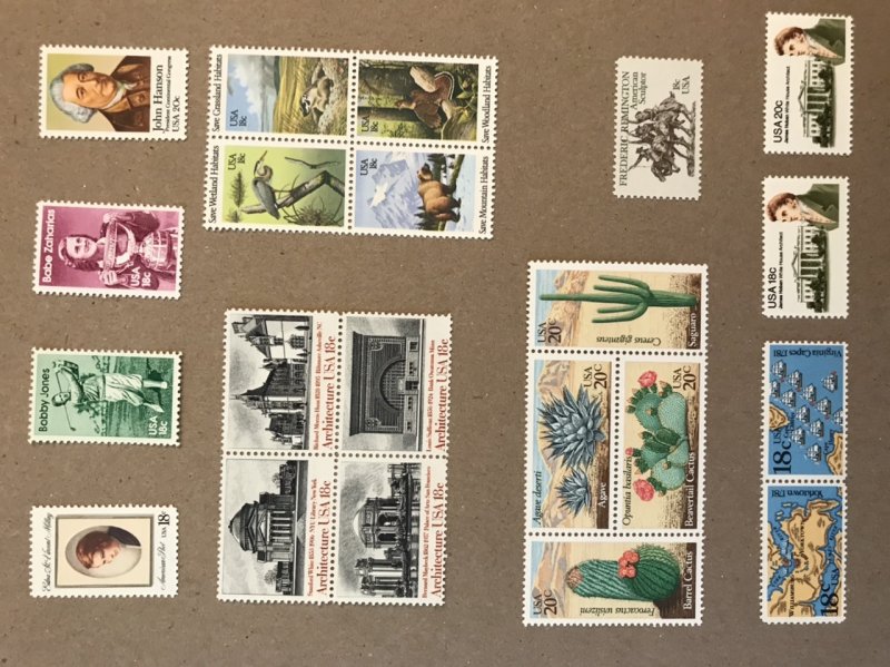US Stamps 1981 Commemorative Set (Stamps Only) MNH, 41 stamps total