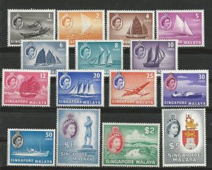 Singapore   # 28-42  QE II definitives 1955 (15) VF VLH Unused